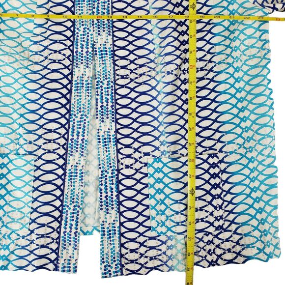 Maggie Barnes Blue Lagenlook 1X Linen Blend Swing Lightweight Open Front Jacket - Picture 5 of 8